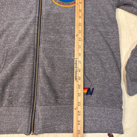 Aviator Nation Gray Hoodie With Colorful Embroidery & Austin, TX Logo Full-Zip L - Picture 7 of 7